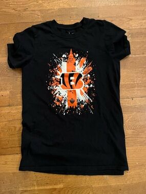 Team Apparel Black Tee with Orange and White Graphic